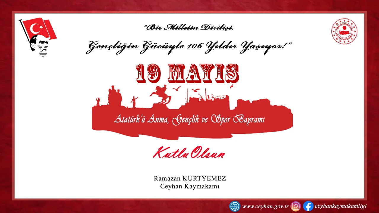 Kaymakam Kurtyemez’den 19 Mayıs Mesajı: “Bir Milletin Dirilişi Gençliğin Gücüyle 106 Yıldır Yaşıyor”